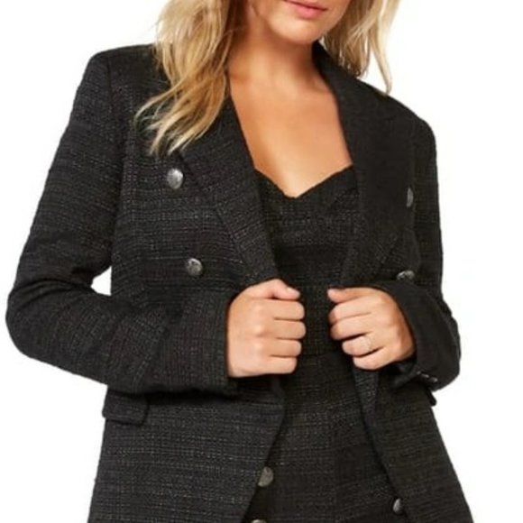 Bardot Ciara Tone on Tone Stripe Blazer - Black - 10L - Picture 1 of 16